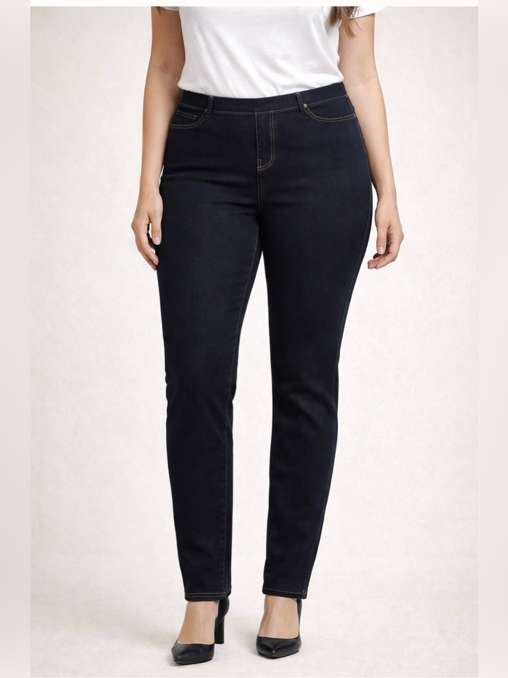 Classic Navy Pull-On Jeggings with Contrast Topstitch
